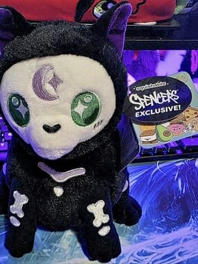 Squishable Snacker Witchy Skeleton Cat Black & White Plush
